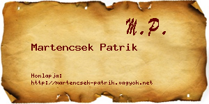 Martencsek Patrik névjegykártya